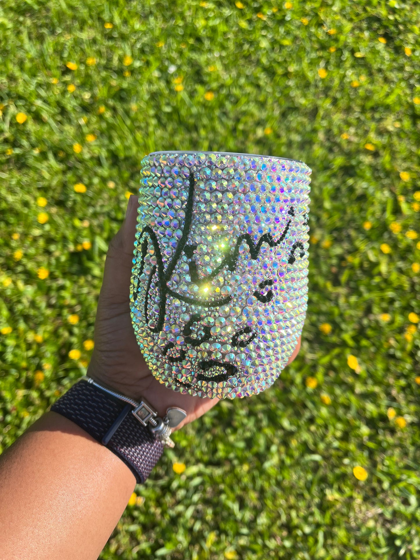 Custom Leopard Print Bling Wine Tumbler