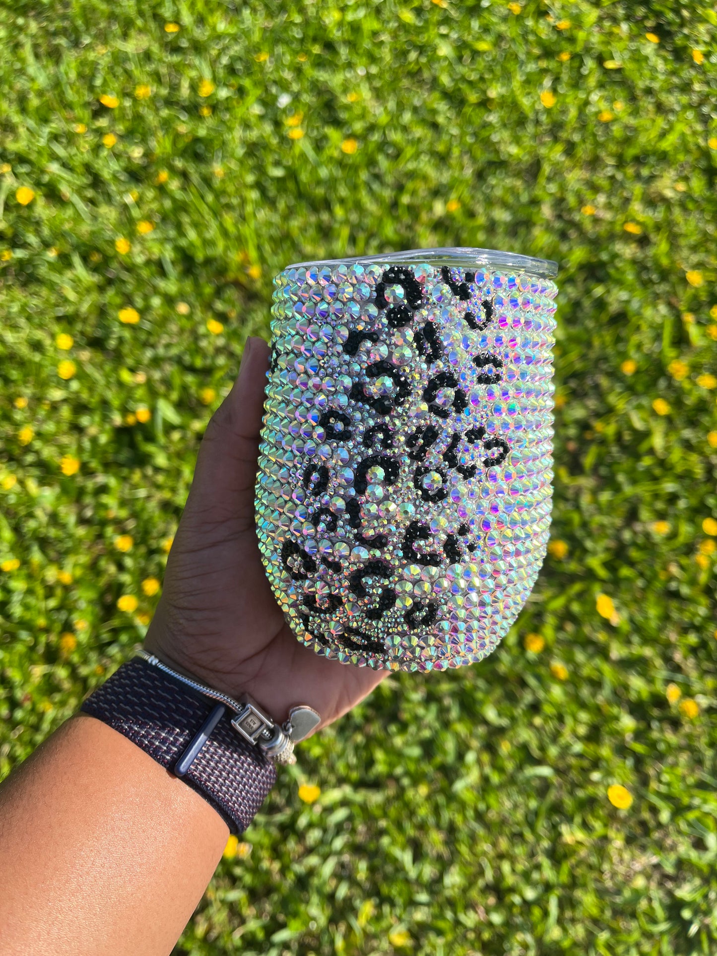 Custom Leopard Print Bling Wine Tumbler